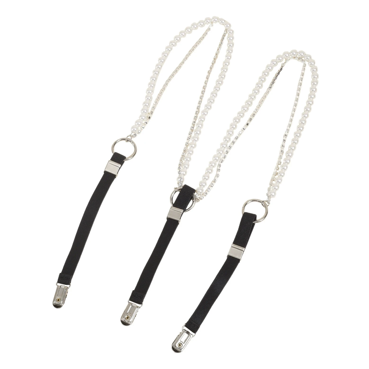 New pearl rhinestone chain shoulder strap clip chain for women's outerwear,elastic and elastic suspender strap women belt thumbnail 5
