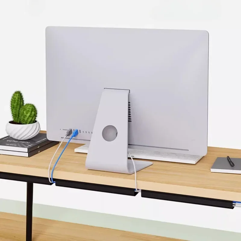 PVC40cm  Desk Cable Tray Cable Management Under Desk Channel Cable Raceway Cord Hider No Drilling for Home Office Wire Organizer thumbnail 3