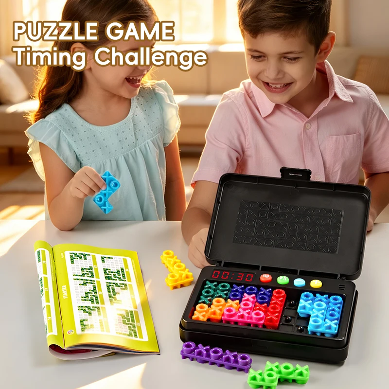 Timed Version IQ XOXO Logic Puzzle Game, 120 Challenges Travel Brain Teaser with Case, Educational Game for Kids Adults Gifts thumbnail 2