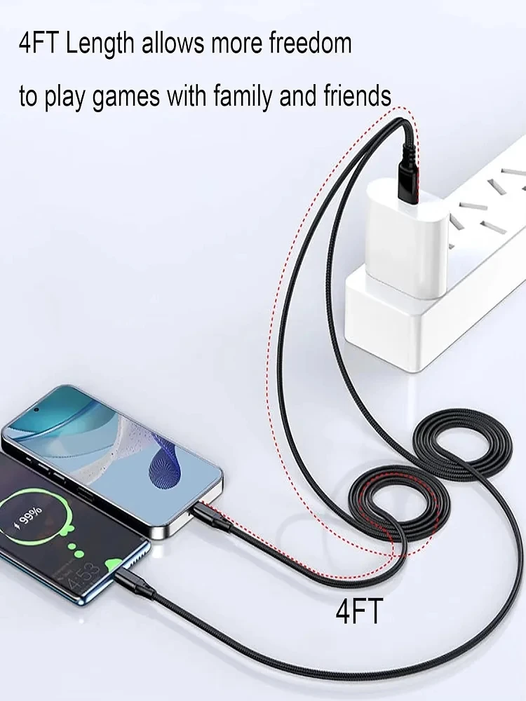 2 in 1 Dual Type-C Splitter Cable 6A USB A To Type C Fast Charging Data Nylon Cord for iphone 17 16 15 Pro Max Xiaomi Samsung thumbnail 4