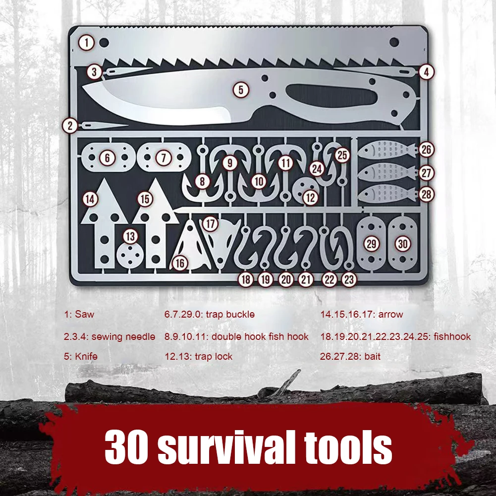 Outdoor EDC Survival Fishing Hook Card Portable Camping Hiking Multifunctional Tool Cards Camping Hiking Equipment