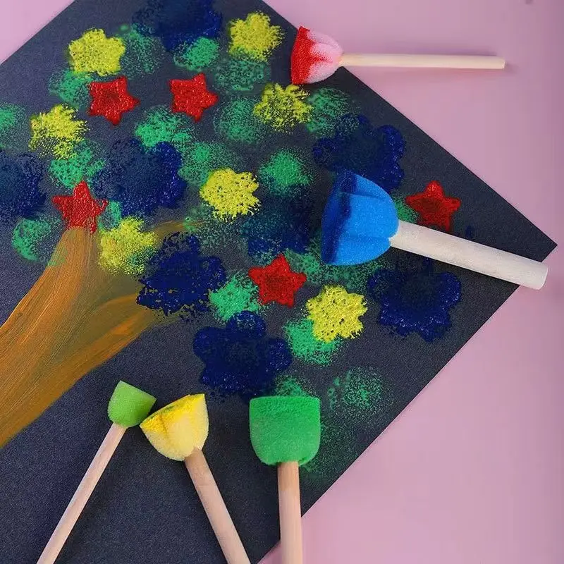 5Pcs/set Painting Sponge Brush Mini Colorful DIY Sponge Painting Tools for Kids Arts and Crafts thumbnail 2