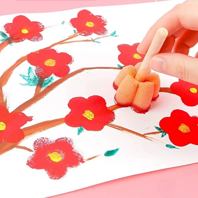 5Pcs/set Painting Sponge Brush Mini Colorful DIY Sponge Painting Tools for Kids Arts and Crafts thumbnail 3