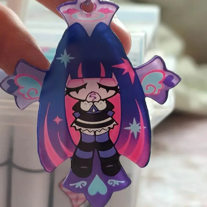 Anime Panty Stocking with Garterbelt Stocking Panty Cosplay Keychain Kawaii Acrylic Pendant Keyring Key Chain Bag Accessories thumbnail 6