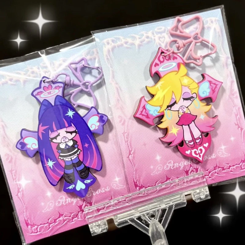 Anime Panty Stocking with Garterbelt Stocking Panty Cosplay Keychain Kawaii Acrylic Pendant Keyring Key Chain Bag Accessories thumbnail 2