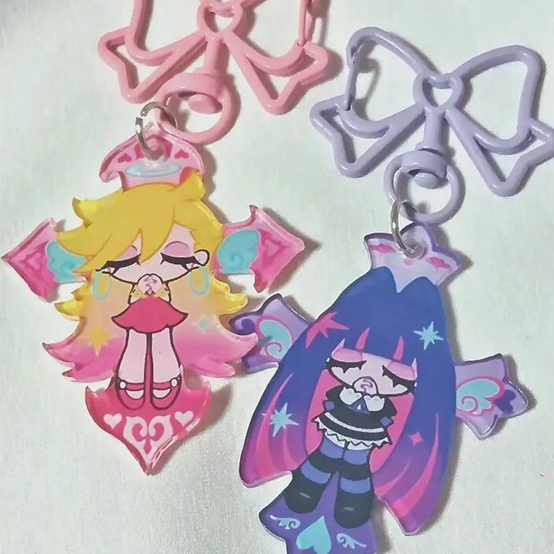 Anime Panty Stocking with Garterbelt Stocking Panty Cosplay Keychain Kawaii Acrylic Pendant Keyring Key Chain Bag Accessories thumbnail 5
