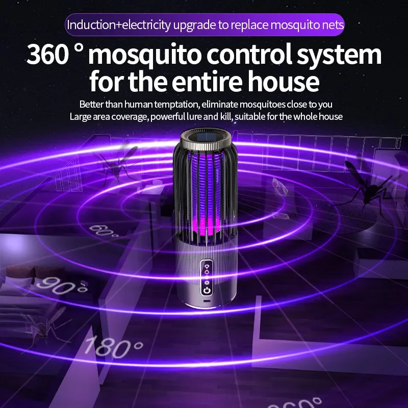 Lenovo 2 in 1 Mosquito Killer Lamp & Fly Trap Rechargeable Bug Zapper with UV Light Electric Mosquito Repellent for Indoor Home thumbnail 3