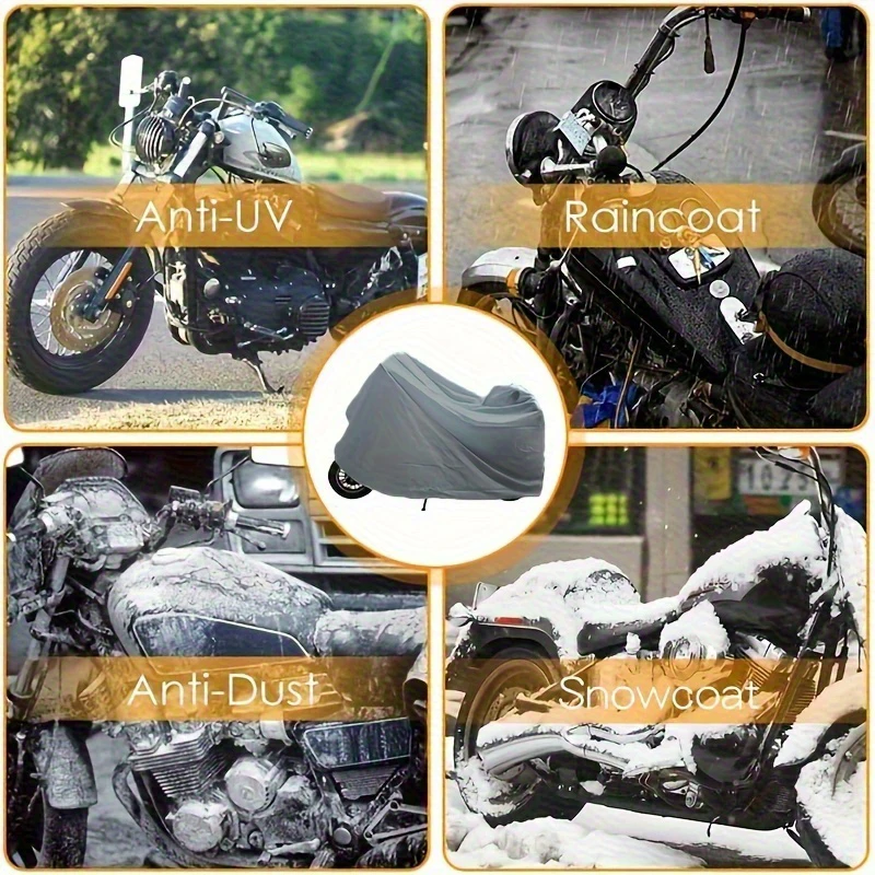 Rainproof, sunproof, dustproof, snowproof outdoor motorcycle all season cover. Universal motorcycle and bicycle outer cover thumbnail 5