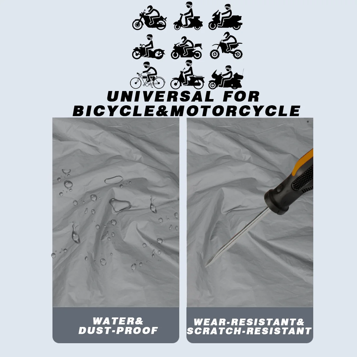 Rainproof, sunproof, dustproof, snowproof outdoor motorcycle all season cover. Universal motorcycle and bicycle outer cover thumbnail 6