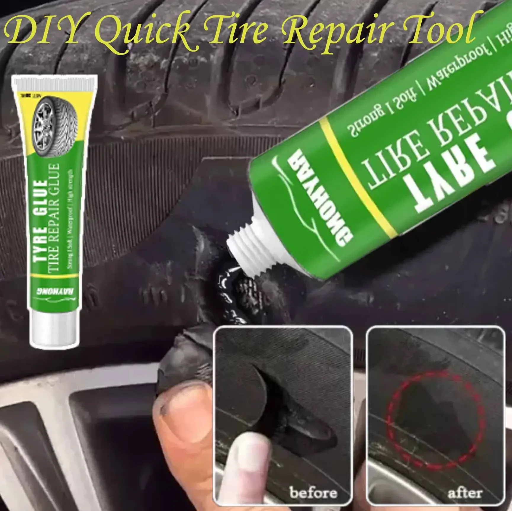 k5487-Black Tyre Repair Instant Liquid Strong Rubber Glues Wear-resistant Rubber Non-corrosive Adhesive Glue Car Instant thumbnail 2