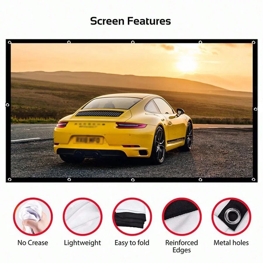 Projector Screen Movie Foldable And Portable 16:9 Anti-Crease Indoor Outdoor Projection Double Sided Video Projector Screen thumbnail 5