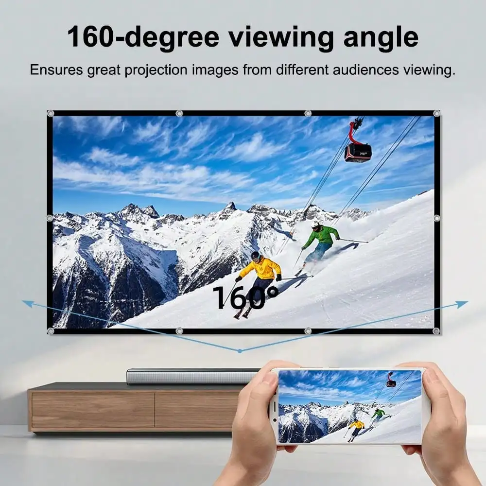 Projector Screen Movie Foldable And Portable 16:9 Anti-Crease Indoor Outdoor Projection Double Sided Video Projector Screen thumbnail 3