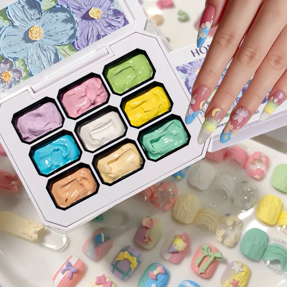 9-color Macaron series oil painting solid nail polish, nail art gel, bright color, high saturation cream texture thumbnail 3