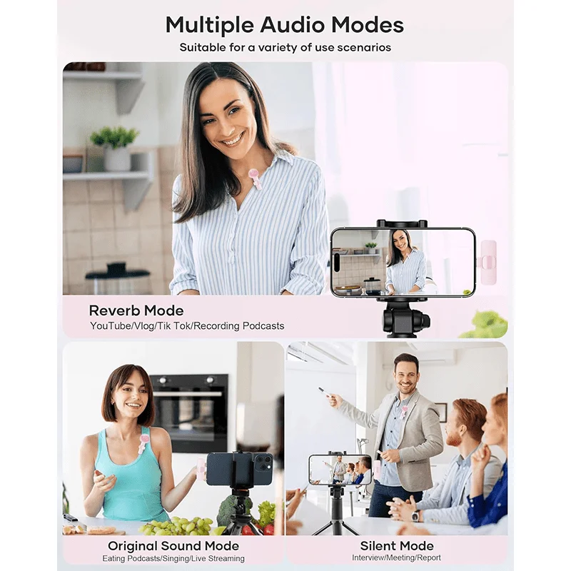 Wireless Lavalier Microphone Mini Lapel Mic with Noise Reduction for iPhone USB-C Android Vlog Video Recording Content thumbnail 5