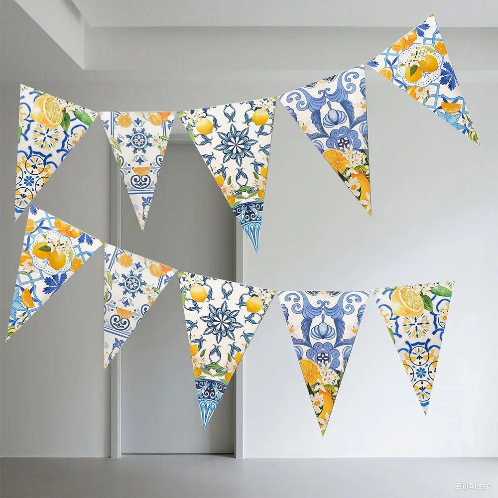 Lemon Birthday Decoration Sicilian Lemon Paper Plates Cups Napkins Tablecloth Banners Spiral Baptism Dolce Vita Party Supplies thumbnail 3