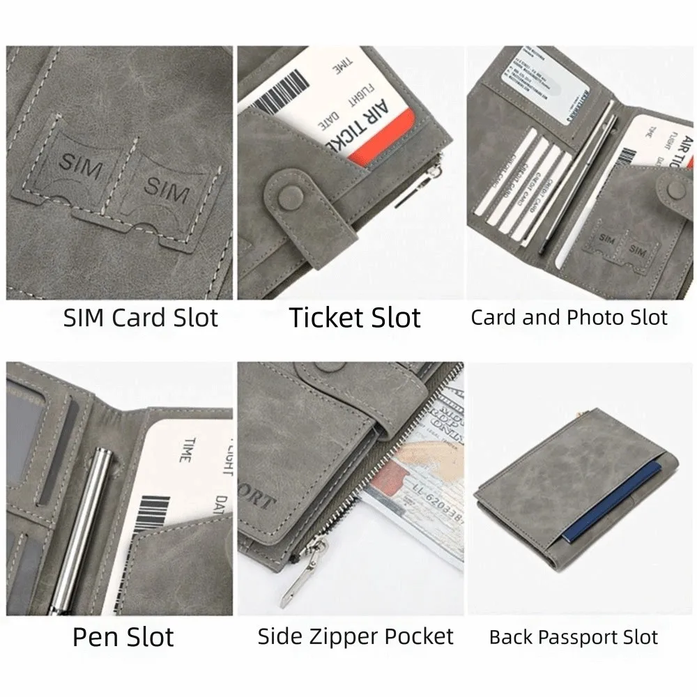 Creative RFID Anti-Theft PU Passport Bag Purse Passport Cover Travel Wallet Multifunctional RFID Anti-theft Card Storage Bag Men thumbnail 5