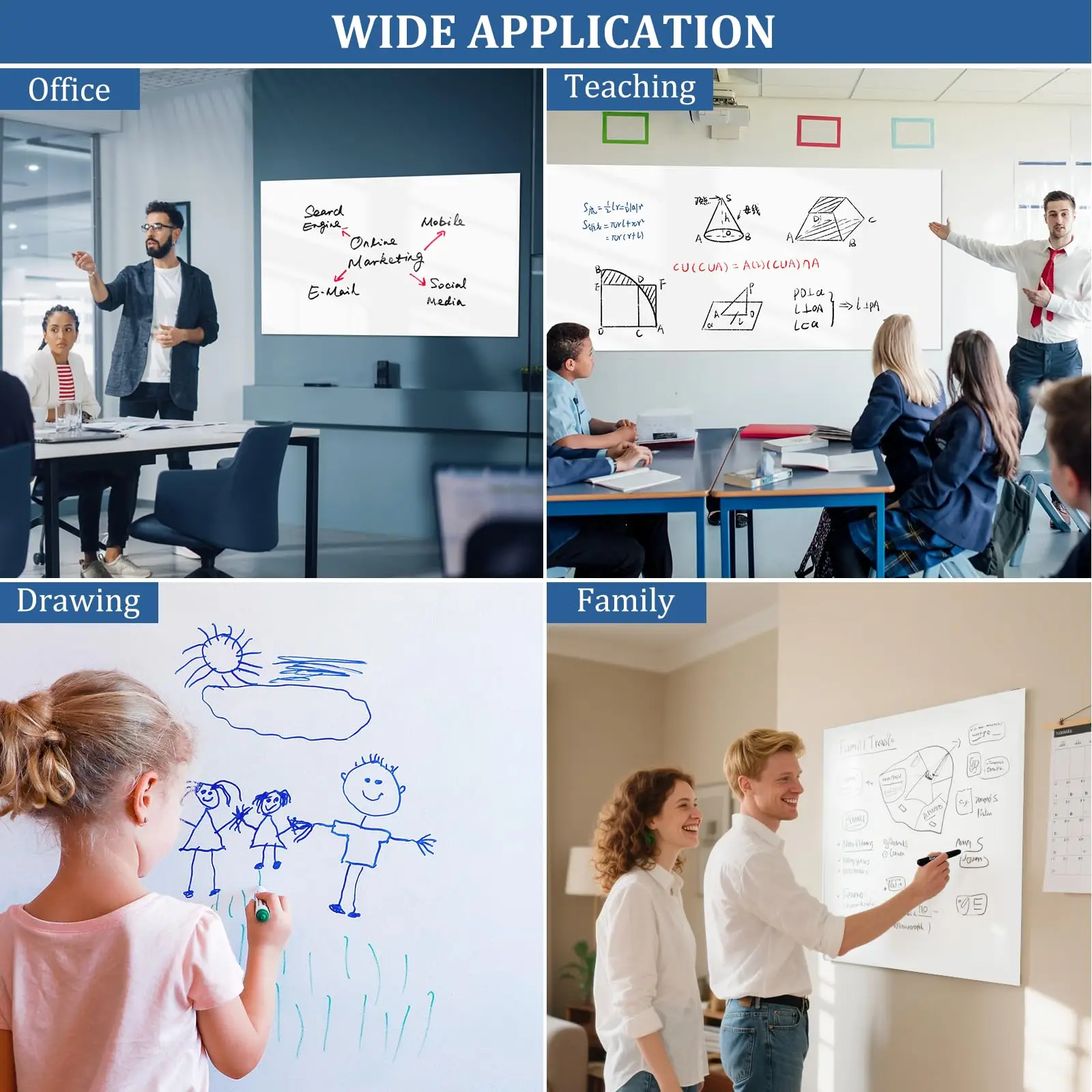 Erasable Magnetic Whiteboard Sticker, Self-adhesive Wall Whiteboard, Suitable for Back-to-school Season, Classroom Office Use thumbnail 2