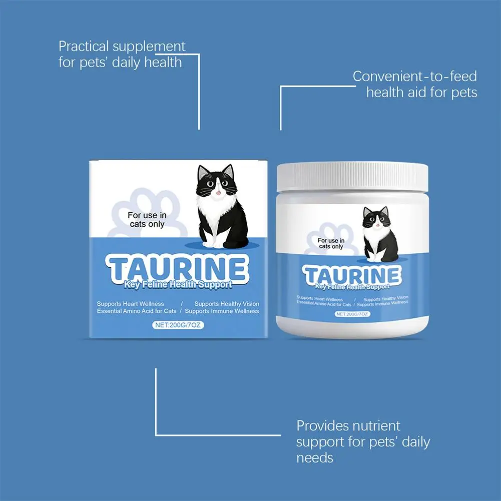 Essential Amino Acid For Cats Taurine Supplement Powder Supports Immune Wellness And Cardiac Function Feline Health Care 200g thumbnail 5