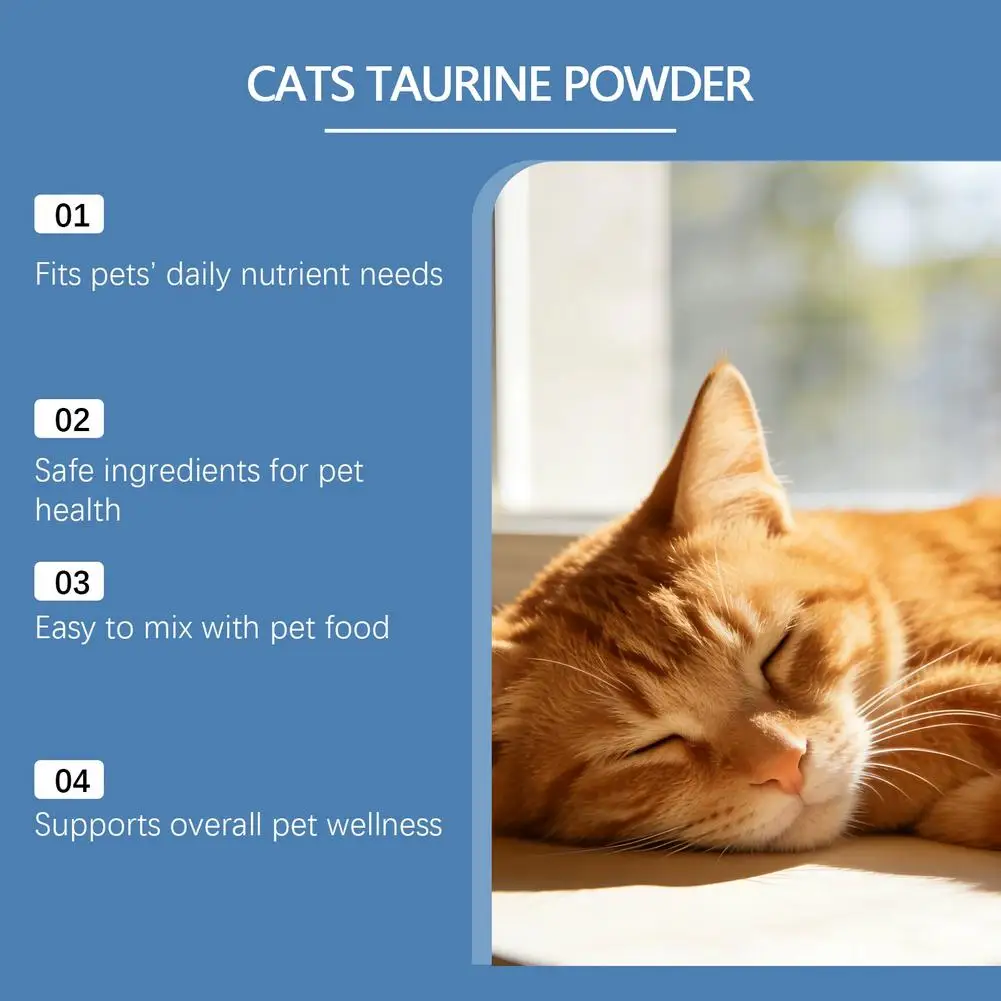 Essential Amino Acid For Cats Taurine Supplement Powder Supports Immune Wellness And Cardiac Function Feline Health Care 200g thumbnail 6