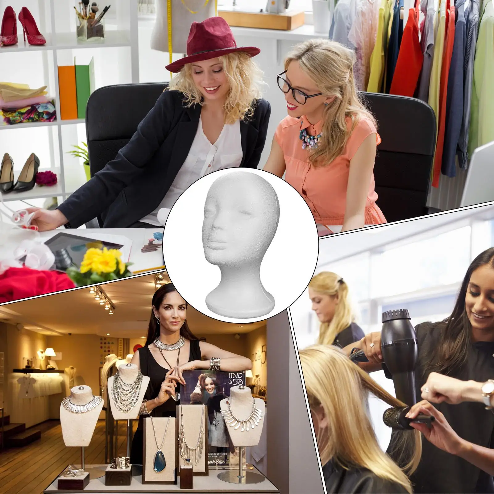 Fashion Female model head Foam Mannequin Hat Caps Wig Women Head Display Holder Model Training Head Mannequins thumbnail 5