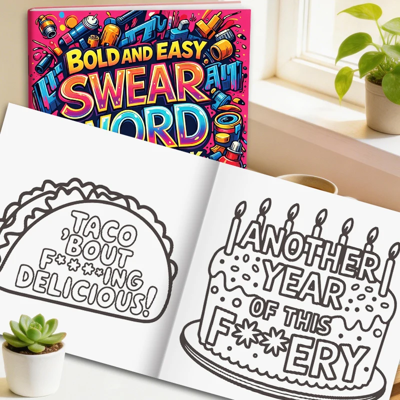 32 Pages Bold And Easy Swear Word Graffiti Coloring Book For Adults Stress Relief Anti-Anxiety Art Therapy Gift thumbnail 3