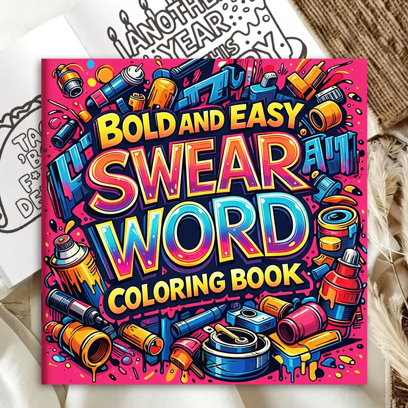 32 Pages Bold And Easy Swear Word Graffiti Coloring Book For Adults Stress Relief Anti-Anxiety Art Therapy Gift thumbnail 2