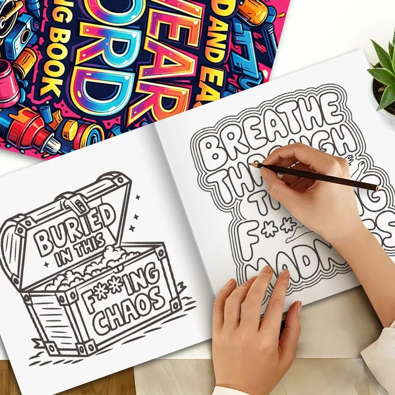 32 Pages Bold And Easy Swear Word Graffiti Coloring Book For Adults Stress Relief Anti-Anxiety Art Therapy Gift thumbnail 4