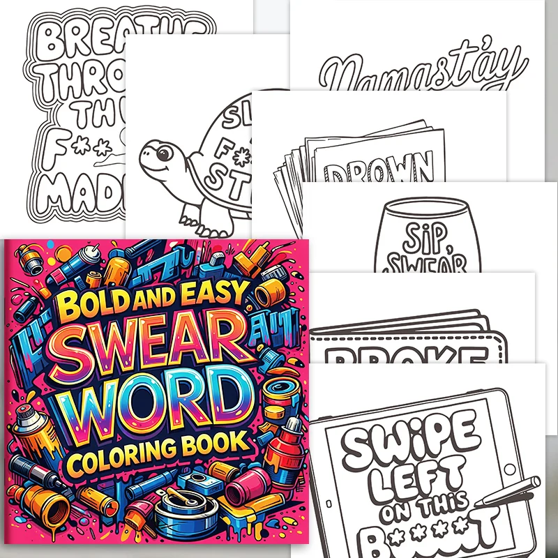 32 Pages Bold And Easy Swear Word Graffiti Coloring Book For Adults Stress Relief Anti-Anxiety Art Therapy Gift thumbnail 5
