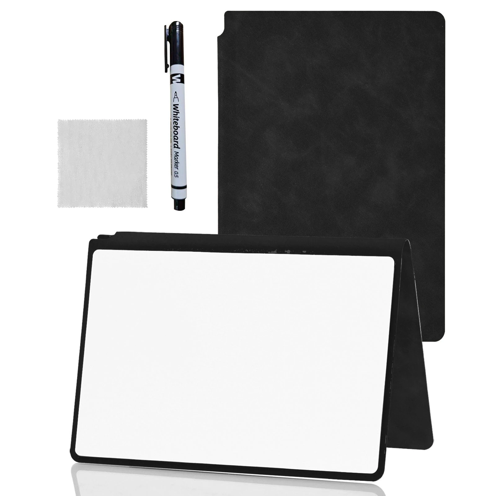 Reusable A5 Dry Erase Notebook Include a Wipeable Pen and Rag,Whiteboard Wipeable Notebook PU Hardcover for Office,Taking Notes