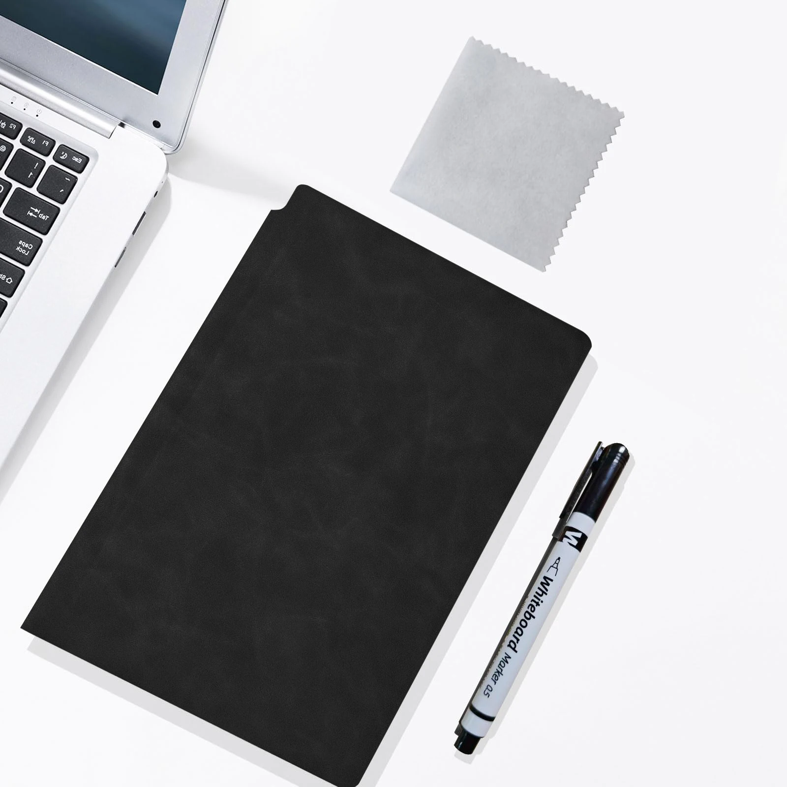 Reusable A5 Dry Erase Notebook Include a Wipeable Pen and Rag,Whiteboard Wipeable Notebook PU Hardcover for Office,Taking Notes thumbnail 4