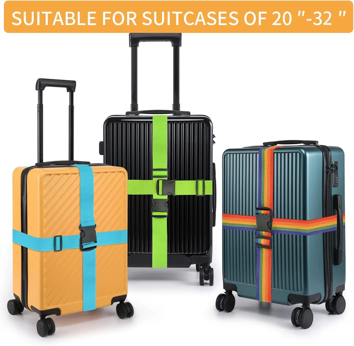 4 Pack Luggage Strap Suitcase Belts Elastic Telescopic Travel Bag Belt for Suitcase Fixed Belt Travel Buckle Strap Baggage Belts thumbnail 2