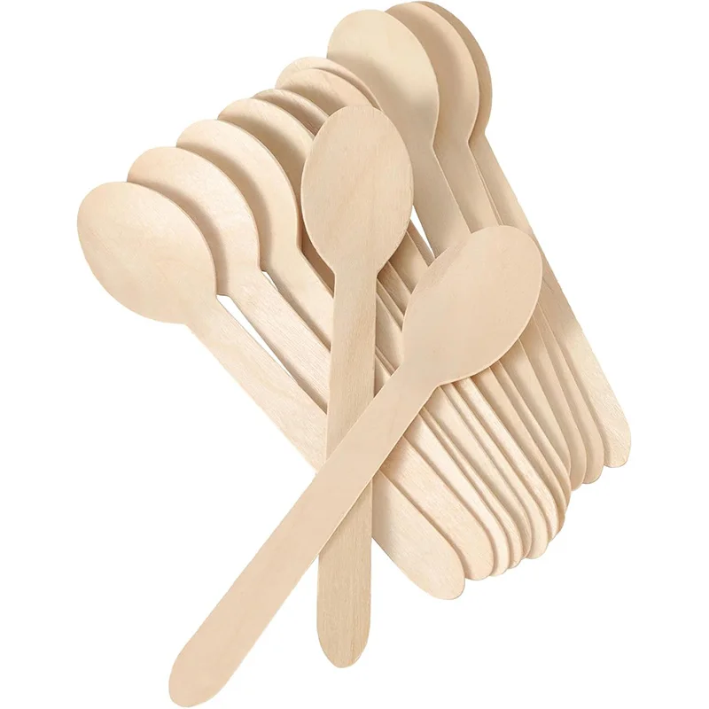 50pcs/set Disposable Wooden Tableware Chopsticks Spoon Fork Household Festival Party Tableware Outdoor Portable Kitchen Tool TMZ thumbnail 4