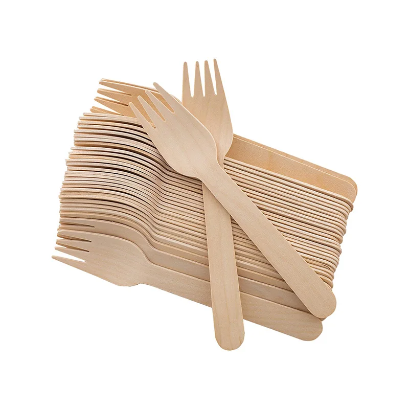 50pcs/set Disposable Wooden Tableware Chopsticks Spoon Fork Household Festival Party Tableware Outdoor Portable Kitchen Tool TMZ thumbnail 6
