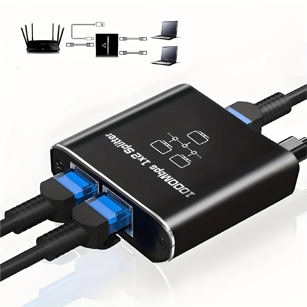 1 to 2 Gigabit Ethernet Splitter RJ45 LAN Network Adapter 1000Mbps Internet Switch Hub thumbnail 3