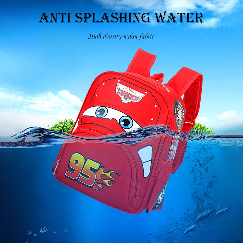 Lightning McQueen car-shaped pattern splash-proof lightweight backpack for kids and boys thumbnail 3