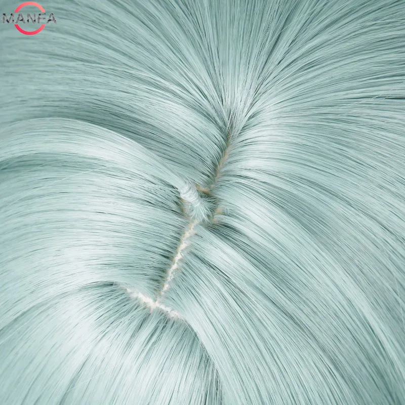 Genshin Impact Lohen Cosplay Wig Light Green and Blue Mix Short wig Heat Resistant Synthetic Anime Wigs + Wig Cap thumbnail 5