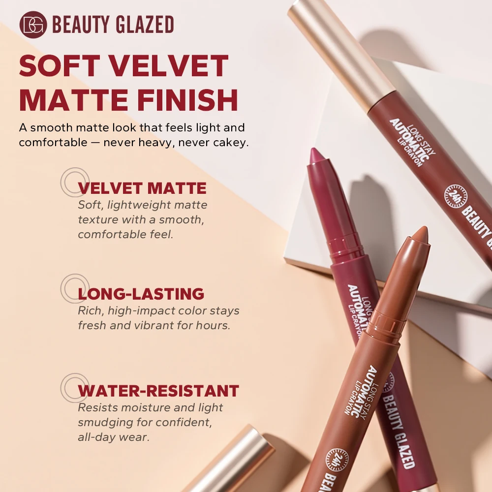 Beauty Glazed 12 Color Lipstick,Long Stay Automatic Lip Crayon, No Smudge,Long Wear, Makes The Three-Dimensional Lip Styling thumbnail 5