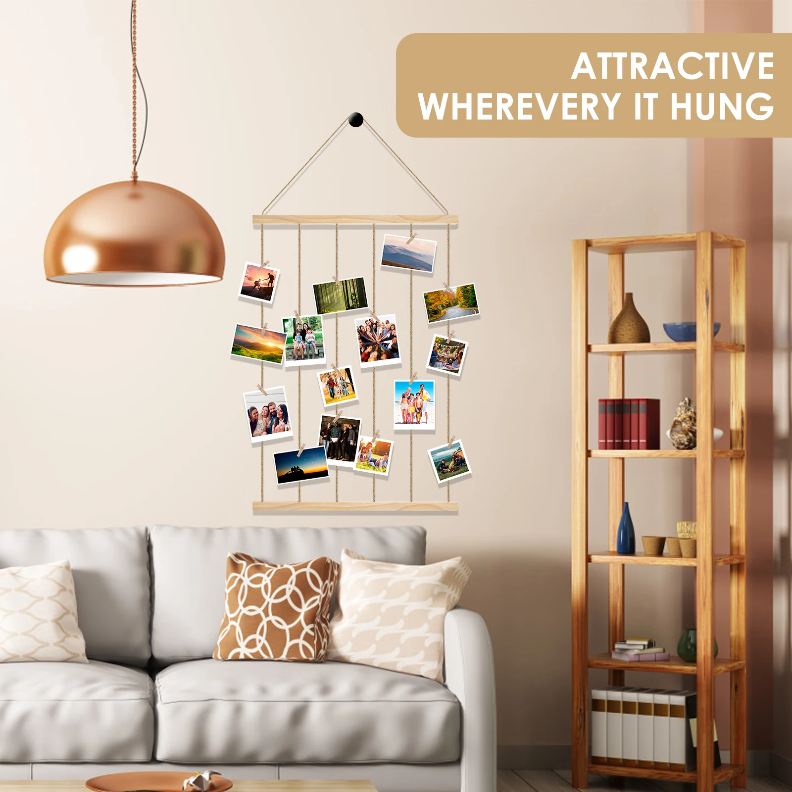 Hanging Photo Display Holder Picture Frames Collage Wall Decor Versatile Photo Hanging Display Picture Board for Home Decoration thumbnail 3