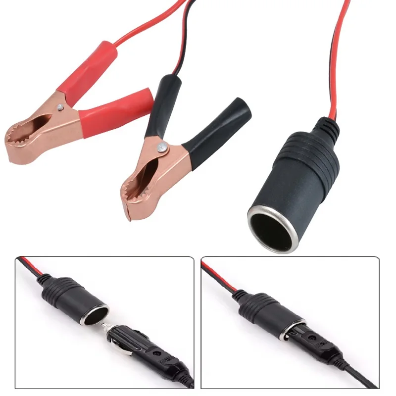 12V Car Battery Clip Adapter Cigarette Lighter Power Socket Adaptor Universal Automotive Use Random Connector Head Auto Socket thumbnail 5