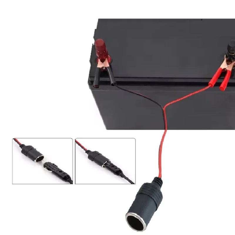 12V Car Battery Clip Adapter Cigarette Lighter Power Socket Adaptor Universal Automotive Use Random Connector Head Auto Socket thumbnail 4