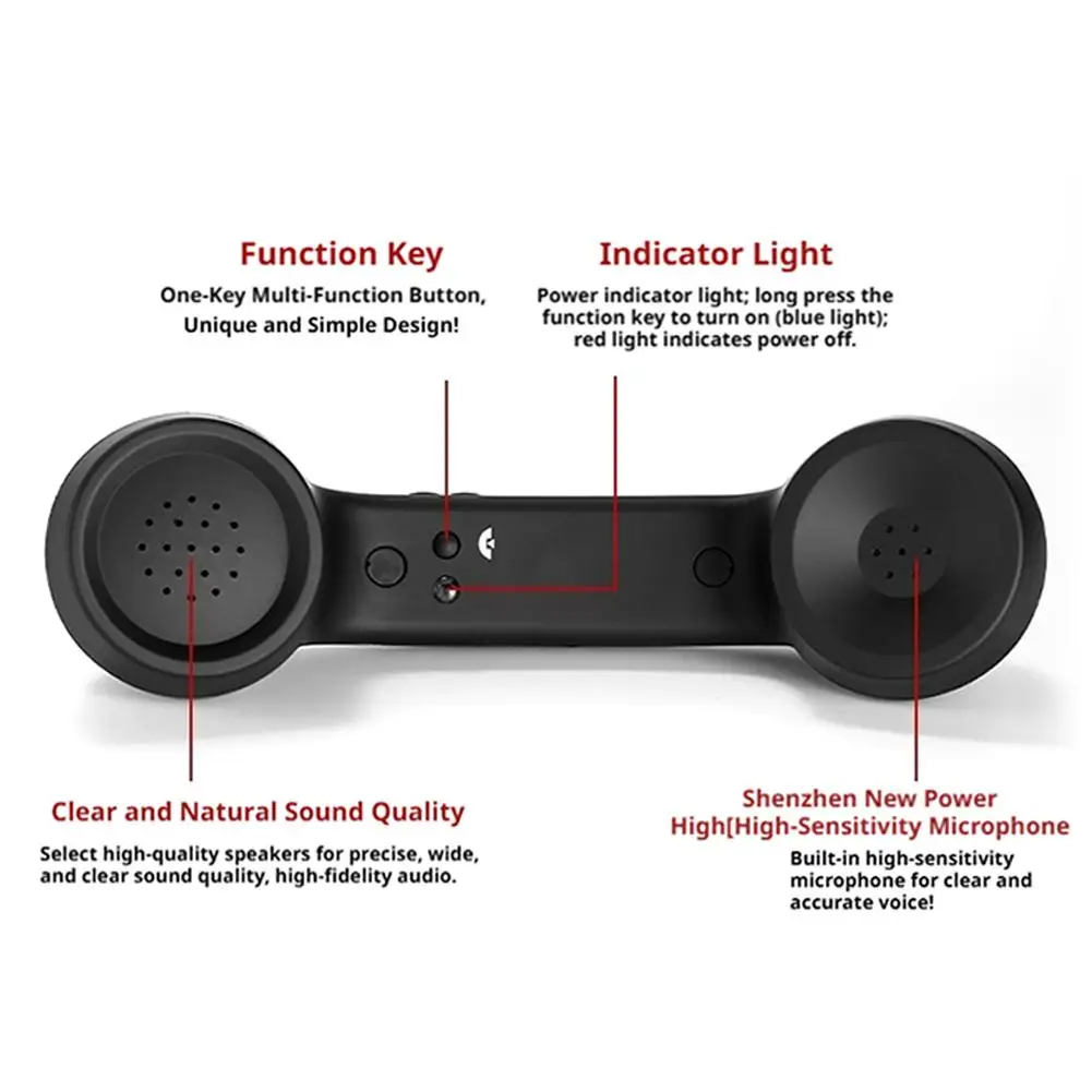 Retro Telephone Handset Wireless Bluetooth & Wired 3.5mm Receiver Classic Radiation-Proof Phone Mic Earphone for iPhone  thumbnail 6