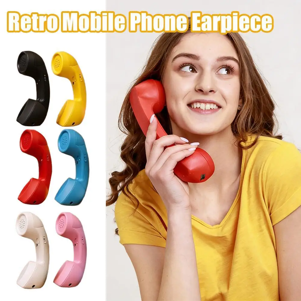 Retro Telephone Handset Wireless Bluetooth & Wired 3.5mm Receiver Classic Radiation-Proof Phone Mic Earphone for iPhone 