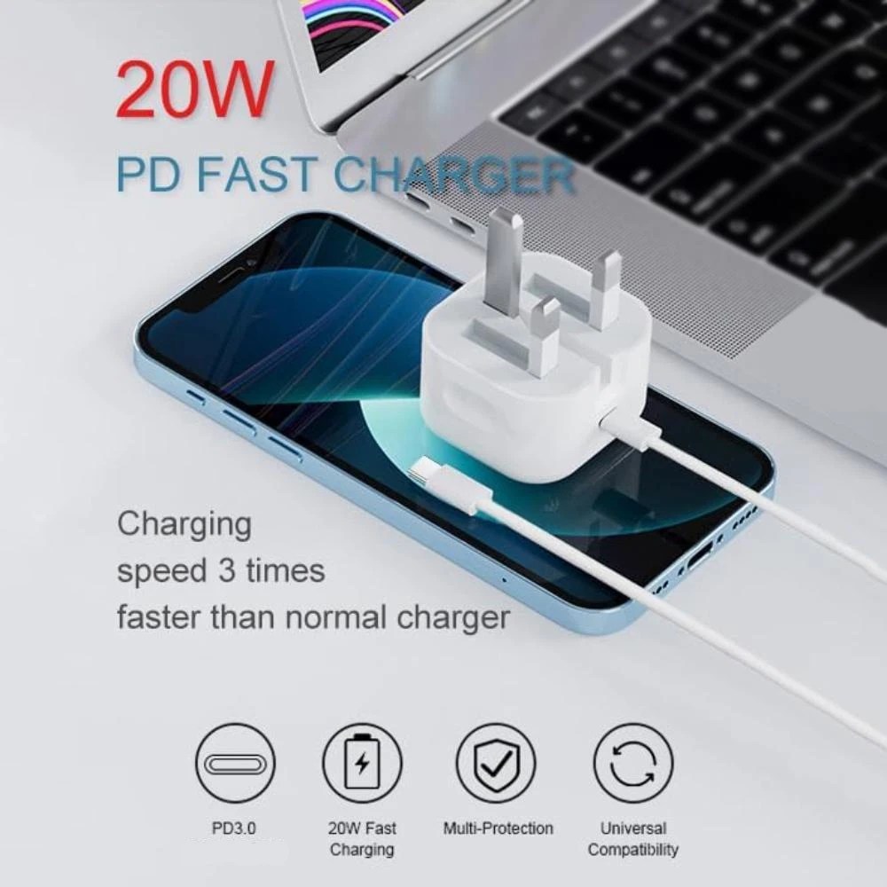 UK USB C Charger For iPhone16 15/Huawei/Samsung QC3.0 Quick Charge PD 20W Type C Fast Charging Travel Wall Charger Power Adapter thumbnail 6