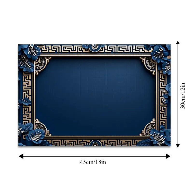 4Pcs, Blue and Gold Floral Placemats, Washable, Suitable for Holiday Parties, Home Decor, Kitchen Tables, Rectangular Dining Rooms, Making Your Dining Room and Kitchen More Beautiful, Birthday Gifts for Family and Friends, and Housewarming Party Gifts thumbnail 4