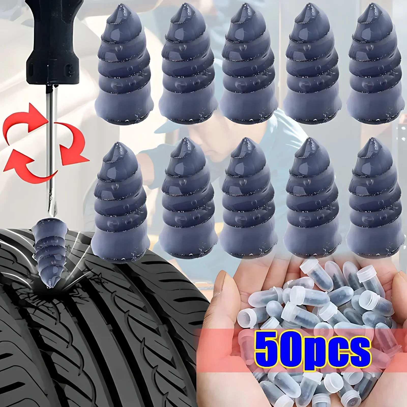 10-100PCS Car Vacuum Puncture Nails Rubbers Tapping Screws for Automotive Motorcycle Truck Bus and Agricultural Tyre Patching