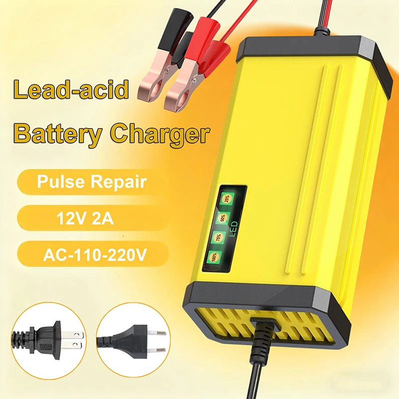Car Battery Charger 12V 2A 220V Power Puls Repair Charger Wet Dry Lead Acid Battery LED Display Moto Truck Battery Charger thumbnail 2