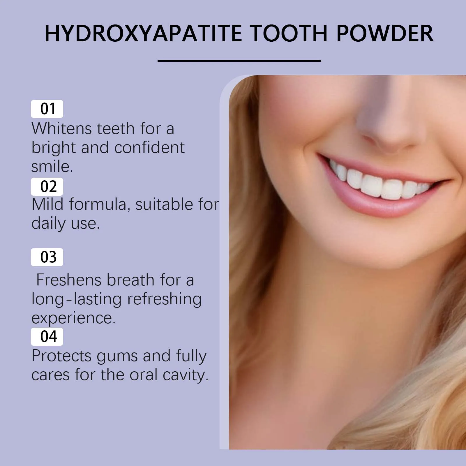 Oral Care Deep Cleaning Whitening Tooth Powder with 7.5% Hydroxyapatite - Remineralizing Cool Mint Enamel Repair Fresh Breath thumbnail 3