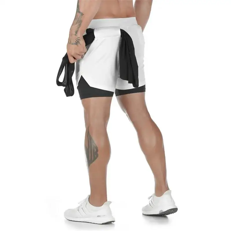 Men's Double Layer Fitness Shorts 2 in 1 Men Fitness Gym Training Sports Shorts Quick Dry Workout Jogging Double Deck Summer thumbnail 3