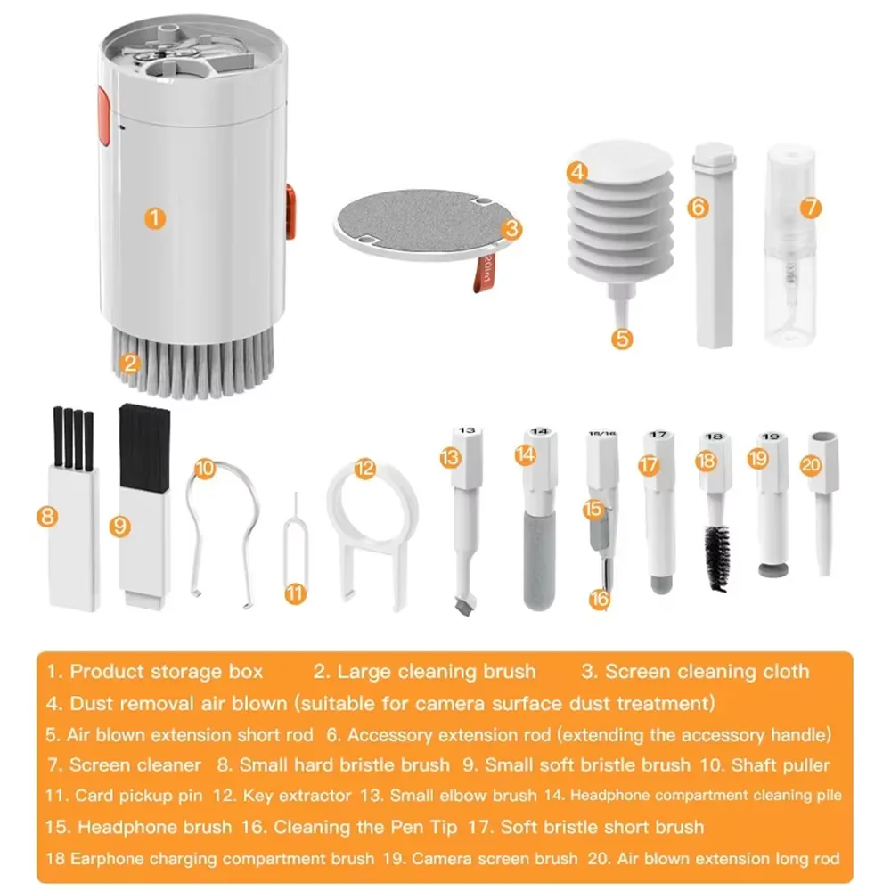 20 in 1 Multi-Functional Cleaning Spray Bottle Set Computer Keyboard Brush Headphones Cleaning Pen Digital Camera Cleaning Tools thumbnail 3