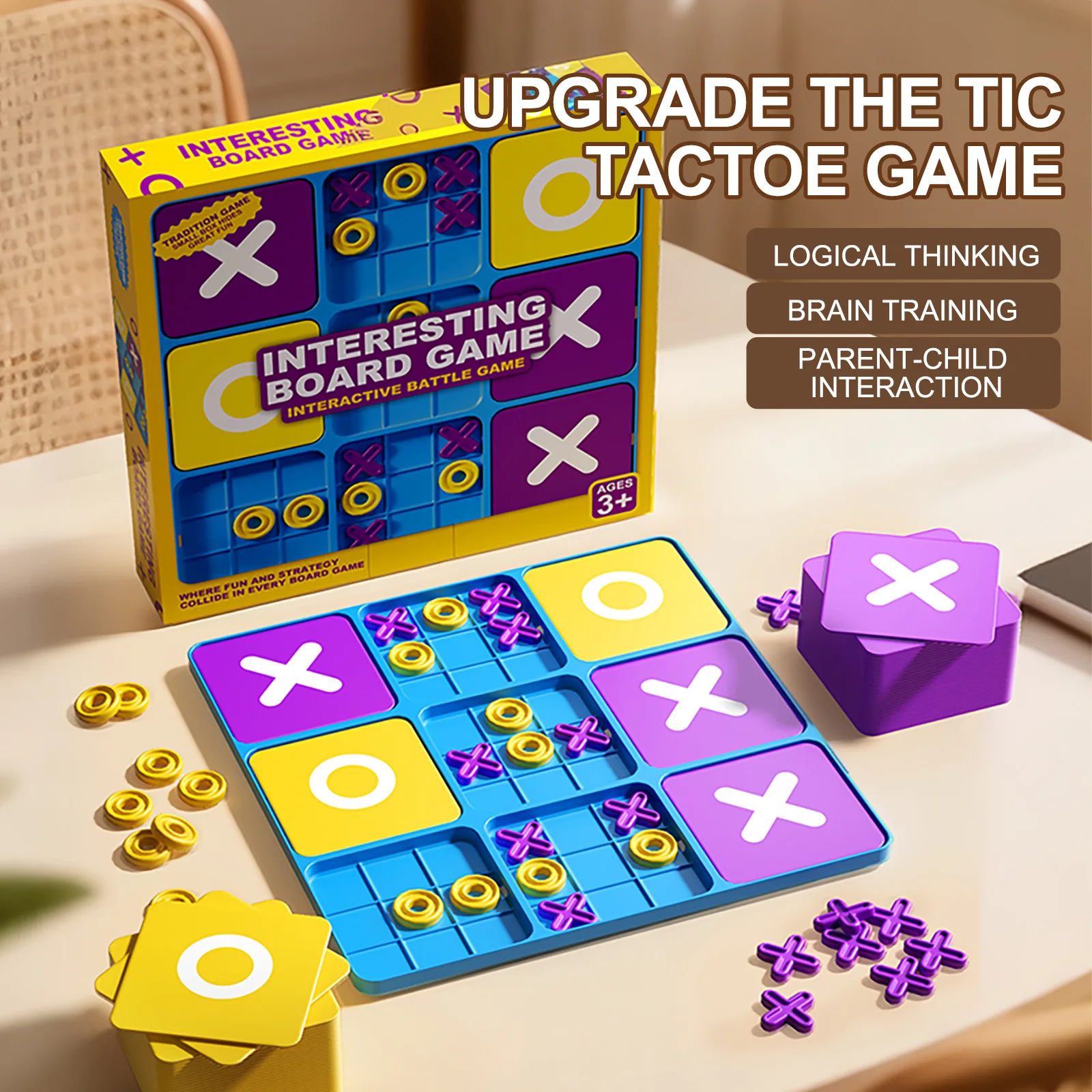Nine Palace Grid Well shaped Chess Toy for Children's Puzzle Logic Thinking Training Double Interactive Desktop Game thumbnail 6